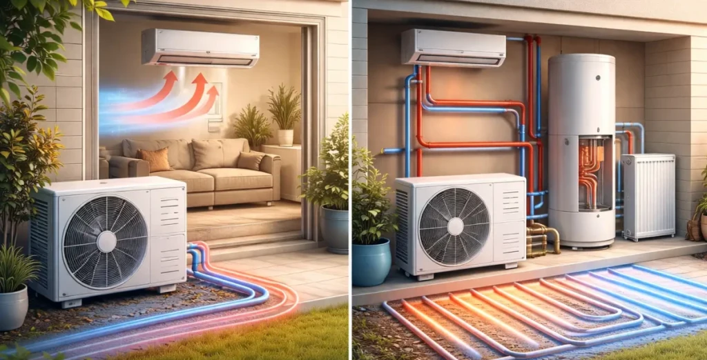 différence de fonctionnement entre air air et air eau