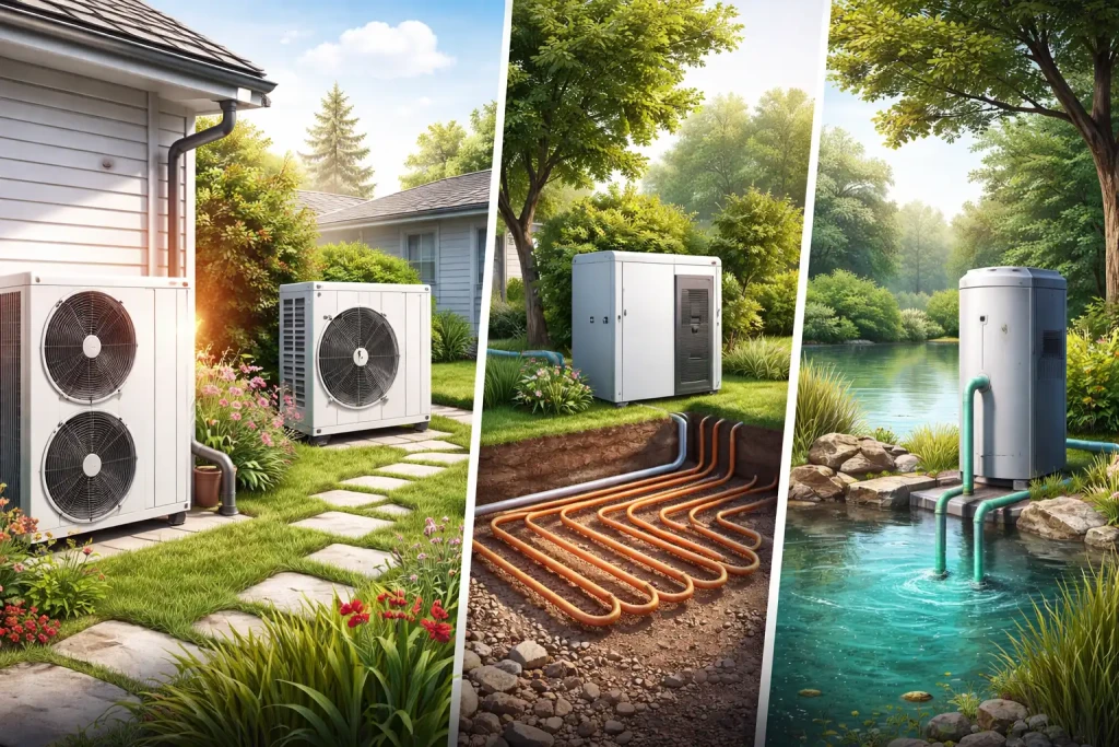 différentes pompes à chaleur