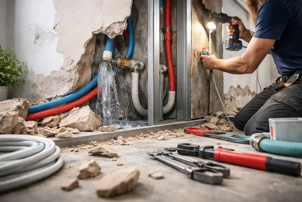 les risques si la plomberie est faite après le placo